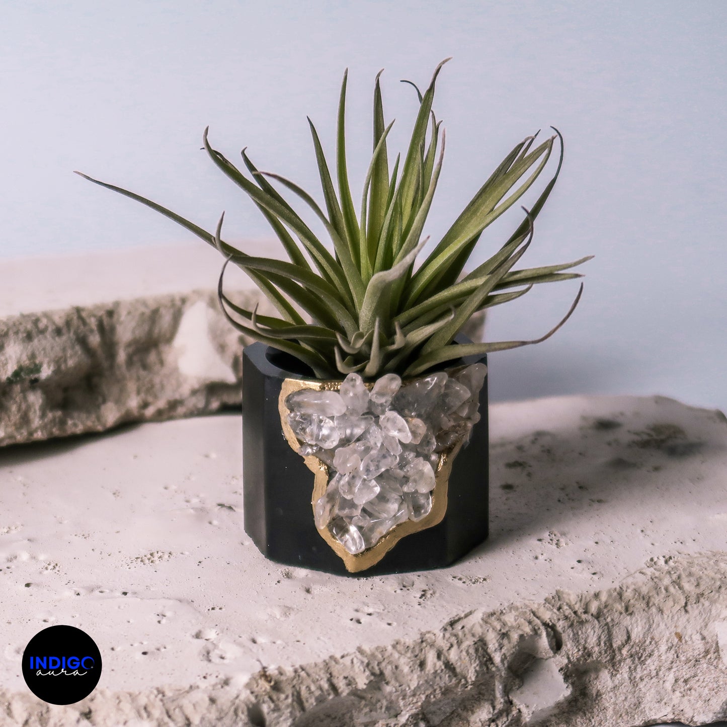 Crystal-Embedded Mini Planter